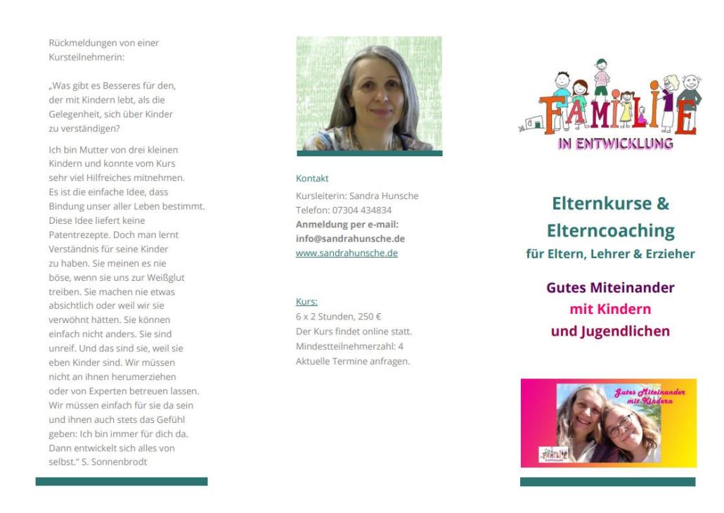 Flyer Familie in Entwicklung